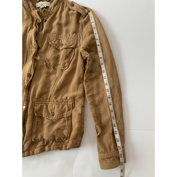 Lucky Brand Live In Love Lightweight Linen Blend Military Style Jacket Size M - Picture 9 of 12